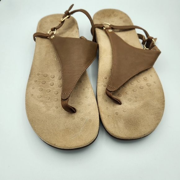 Vionic Kirra Womens Brown Leather Toe Post Open Toe Sandals Size 11 - Picture 1 of 5